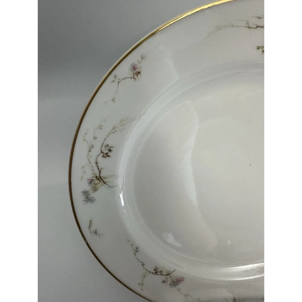 Antique Haviland Limoges France 9.75” Dinner Plate Pink Blue Floral Gold Trim